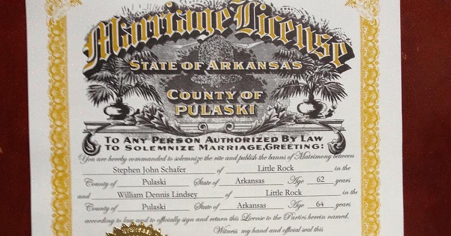 Les licences de mariage de l'Arkansas sont délivrées par le bureau du greffier du comté local