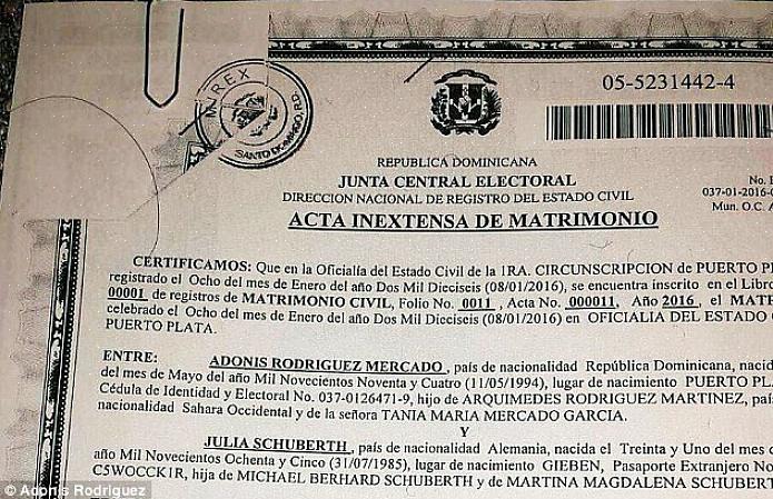 Le certificat de mariage de la République dominicaine est légal