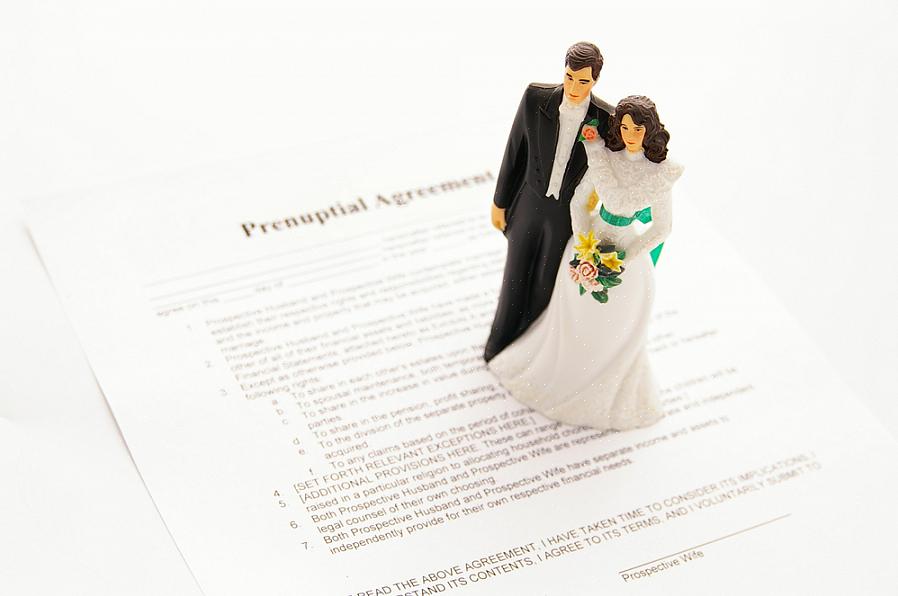 Avantages Un accord de mariage prénuptial n'indique pas qu'un couple prévoit un divorce