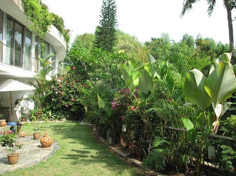 Un design de jardin de fleurs tropical réussi comprendra un espace négatif